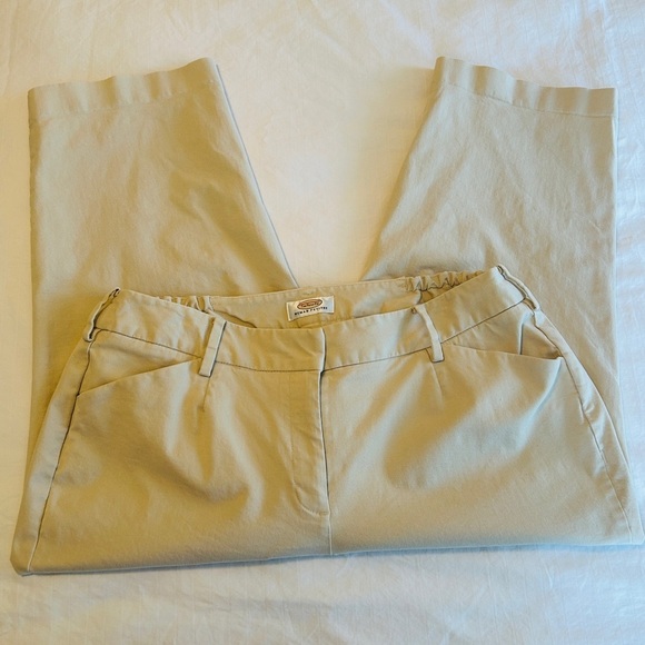 Talbots Capri Pants Khaki Tan Stretch Cropped Straight Leg 16W Petite - Picture 7 of 11